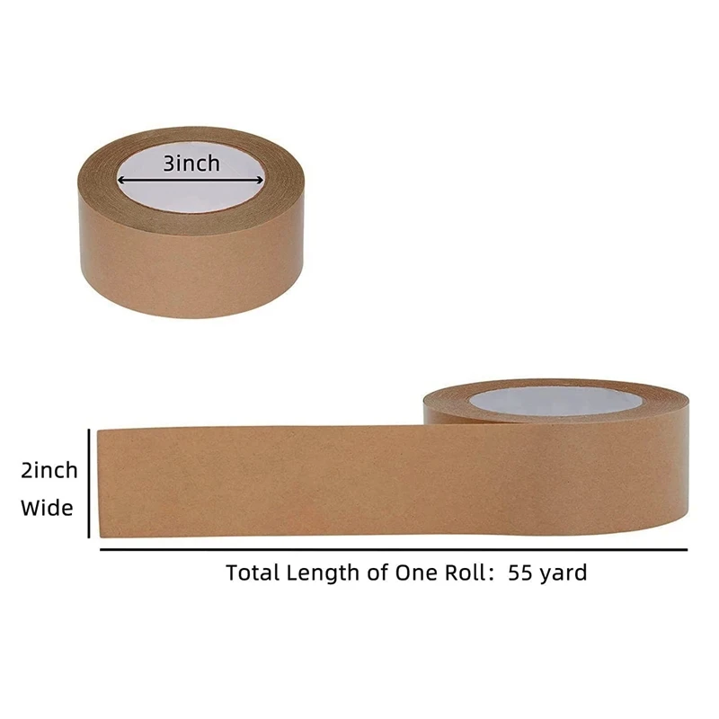 3 rollen bruin papiertape 2 inch x 55 YD zelfklevende beschrijfbare bruine verzendtape