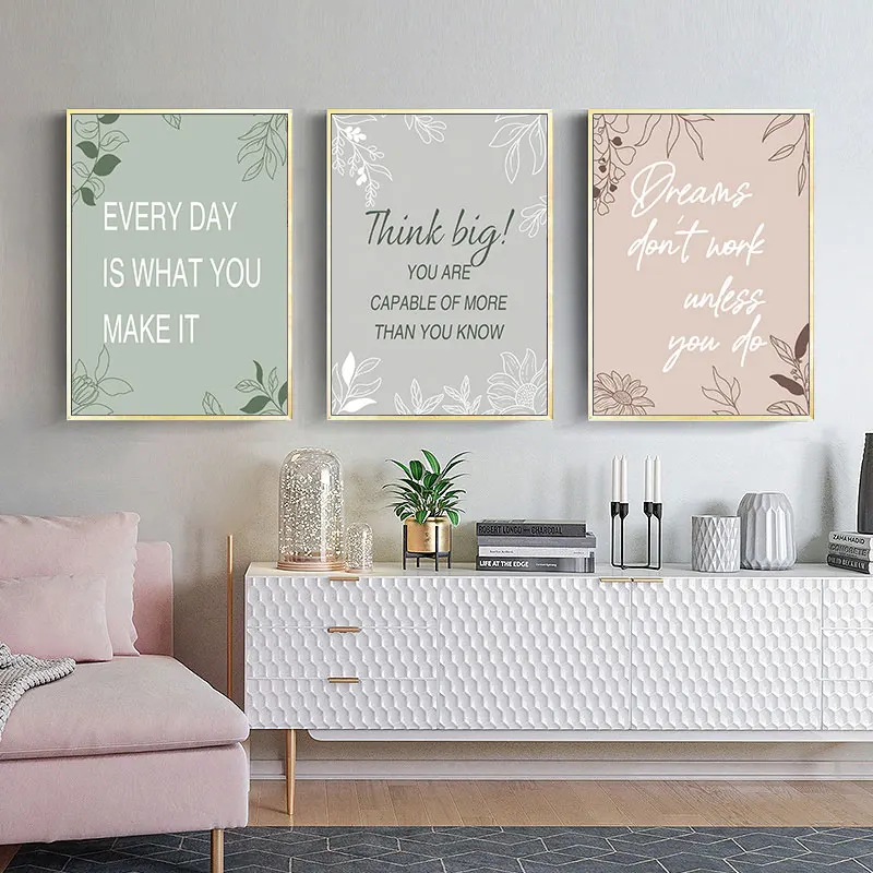 Modern Botanical Background Inspirational Quotes Canvas Art Poster Prints Minimalist Typography Wall Decor for Home and Office