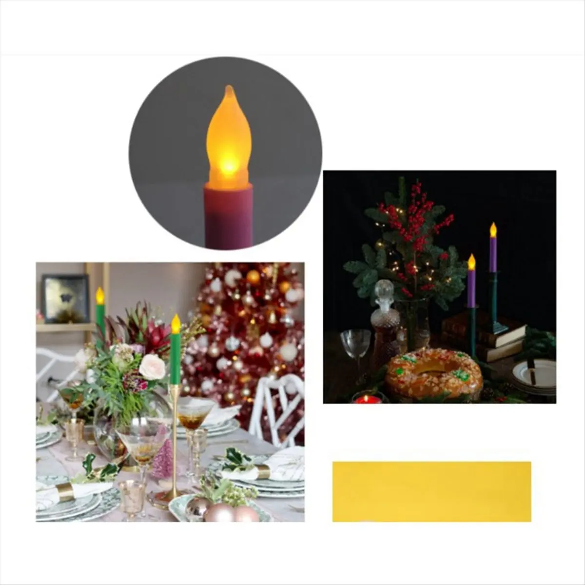 popop Simulation Flameless LED Candle Light Long Pole Tear Candle Birthday Colorful Shell Yellow Flash Decoration Light,Purple