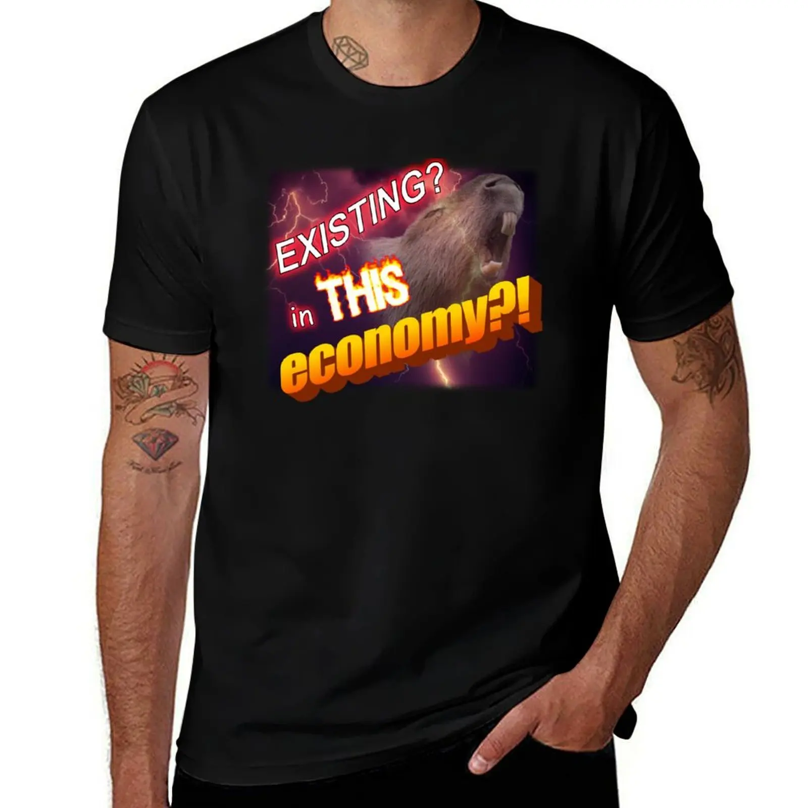 Existing In This Economy Meme T-Shirt Lightweight Casual Summer T-Shirt