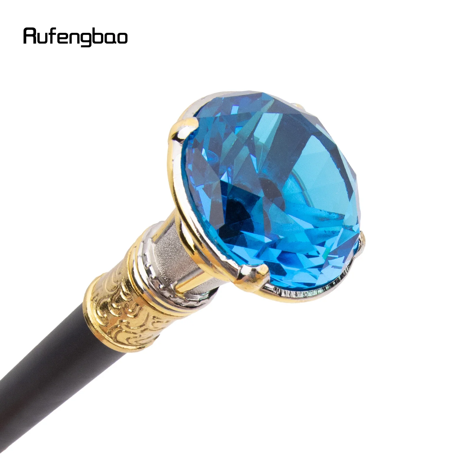 Blue Diamond Golden White Single Joint Walking Stick Decorative Cospaly Party Fashionable Walking Cane Halloween Crosier 90cm