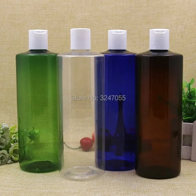 500 ml/cc Vuota di Plastica Cosmetica Bottiglia di Detergente Viso n Tappo Superiore del Disco, trasparente/Blu/Marrone/Verde Lozione/Emulsione/Shampoo Contenitori