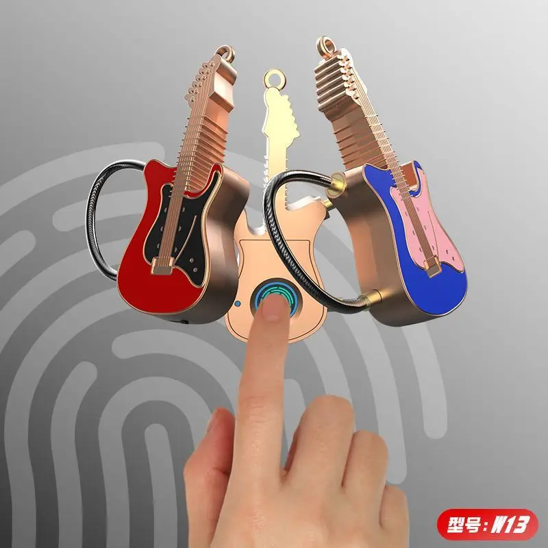 W13 Guitar Fingerprint Lock Padlock Bluetooth APP Smart Home Suitcase Backpack Locker Warehouse Door Supports 10 Fingerprints