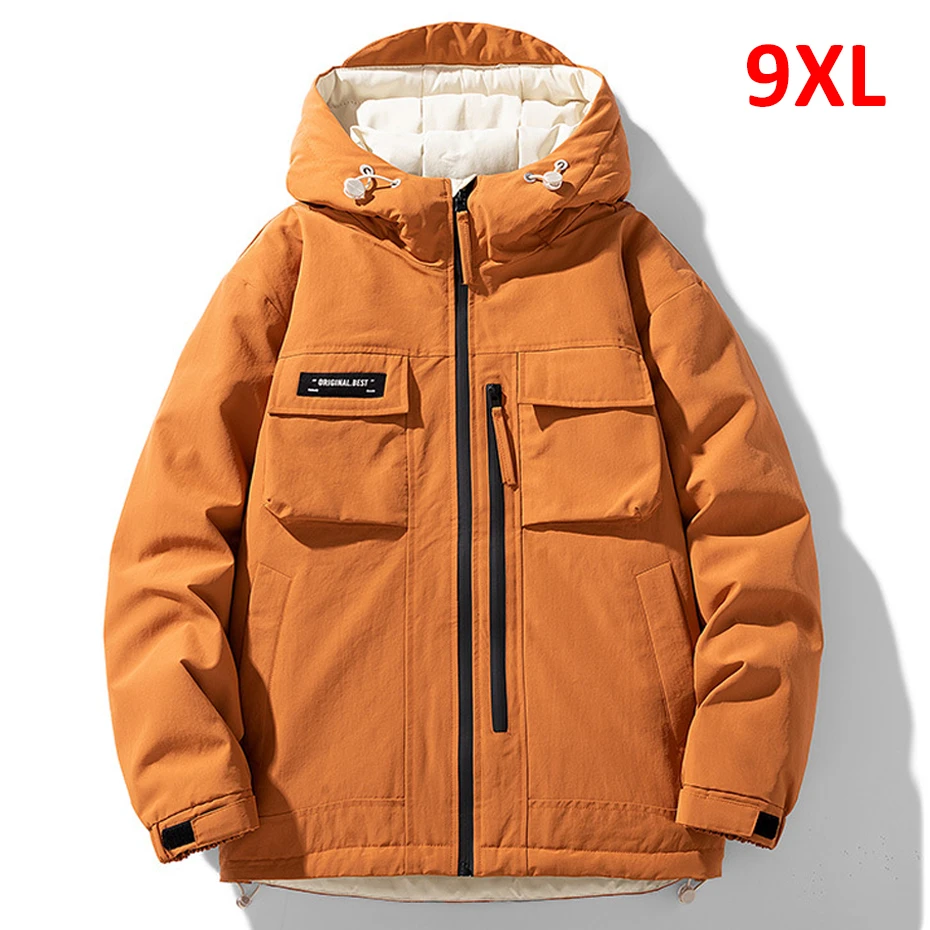 

Down Jacket Men Winter Warm Thick Jackets Plus Size 9XL Men's Puffer Jacket Fashion Casual Winter Waterproof Cargo Coat Male