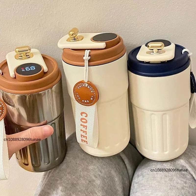 Intelligent Digital LED Temperature Display Coffee Cup Stainless Steel Thermo Bottle Keeps Cold and Heat Thermal Mug Sports Cup
