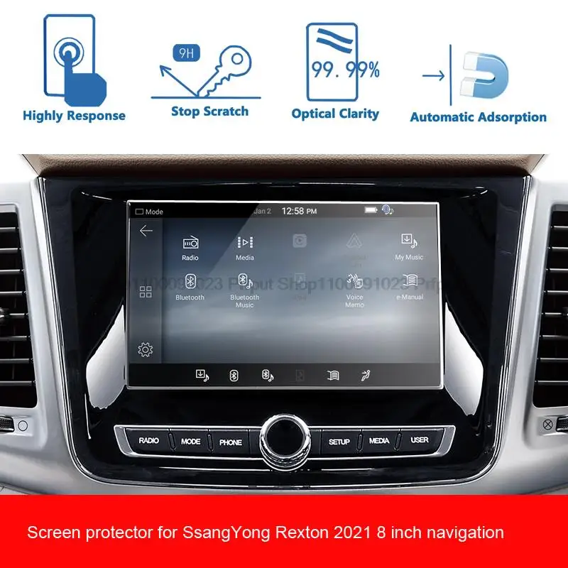 Tempered Glass Film For SsangYong Rexton 2021 Car  infotainment radio Navigation Touch Screen Protector Auto Interior