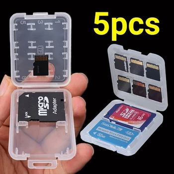 1-5 uds 8 en 1 soporte Protector plástico transparente mini para SD SDHC TF MS caja de almacenamiento de tarjeta de memoria bolsa