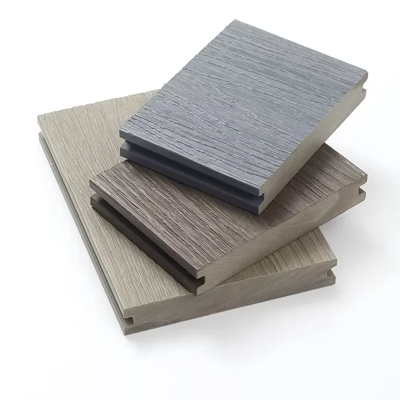 Anti-slip Outdoor Wpc Composite Wood Solid Co-extrusion Deck Tiles 140*23mm Engineered Flooring