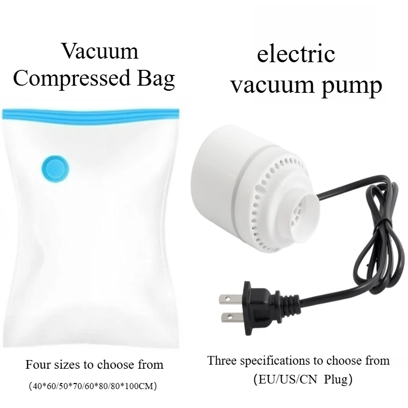 Electric Vacuum Bag Pump Space Saver Travel Storage Organizer for Clothes Folding Compressed Mini Sealer Machine with Pump