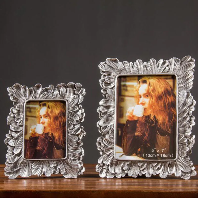 European Style Palm Leaf Edge Resin Photo Frame 5 Inch 6 Inch 7 Inch Picture Frame Photo Display Ornaments Home Decor