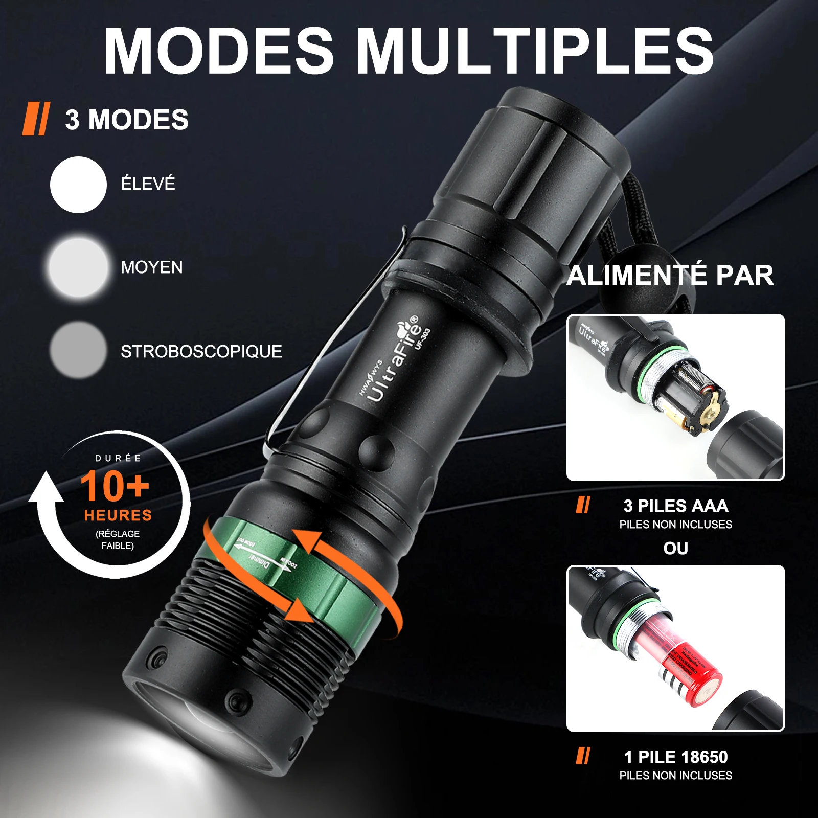 UF-303 11 بوصة عصا المرور مصباح ليد جيب مع الحافظة 250 لومينز 3 طرق مصباح إشارة السلامة لمواقف السيارات في المطار #3