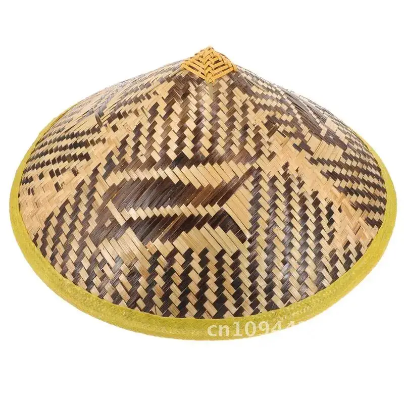 Chinese Retro Bamboo Rattan Fisherman Hat Handmade Weave Straw Bucket Hat Tourism Props Cone Fishing Sunshade Hat