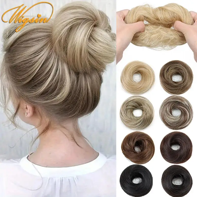 Moño despeinado sintético WIGSIN con elástico, recogido elegante para mujeres, accesorio de cabello para uso diario