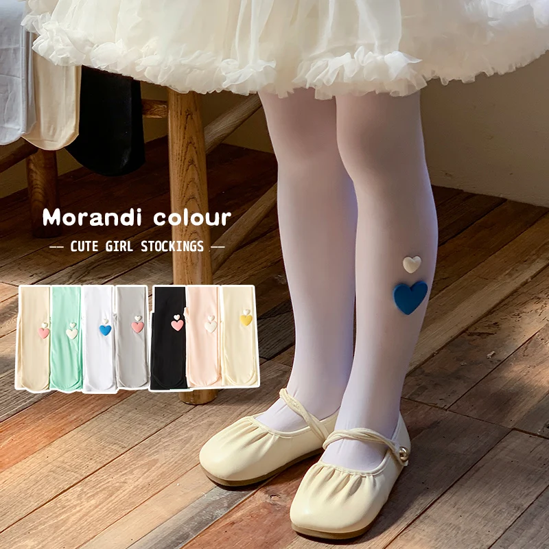 Elegant lassie Lolita Lightweight Footed Tights Sweet Heart Candy Tone Cream Fabric Anti-Hole Wear Resistant Stretchy Stockings