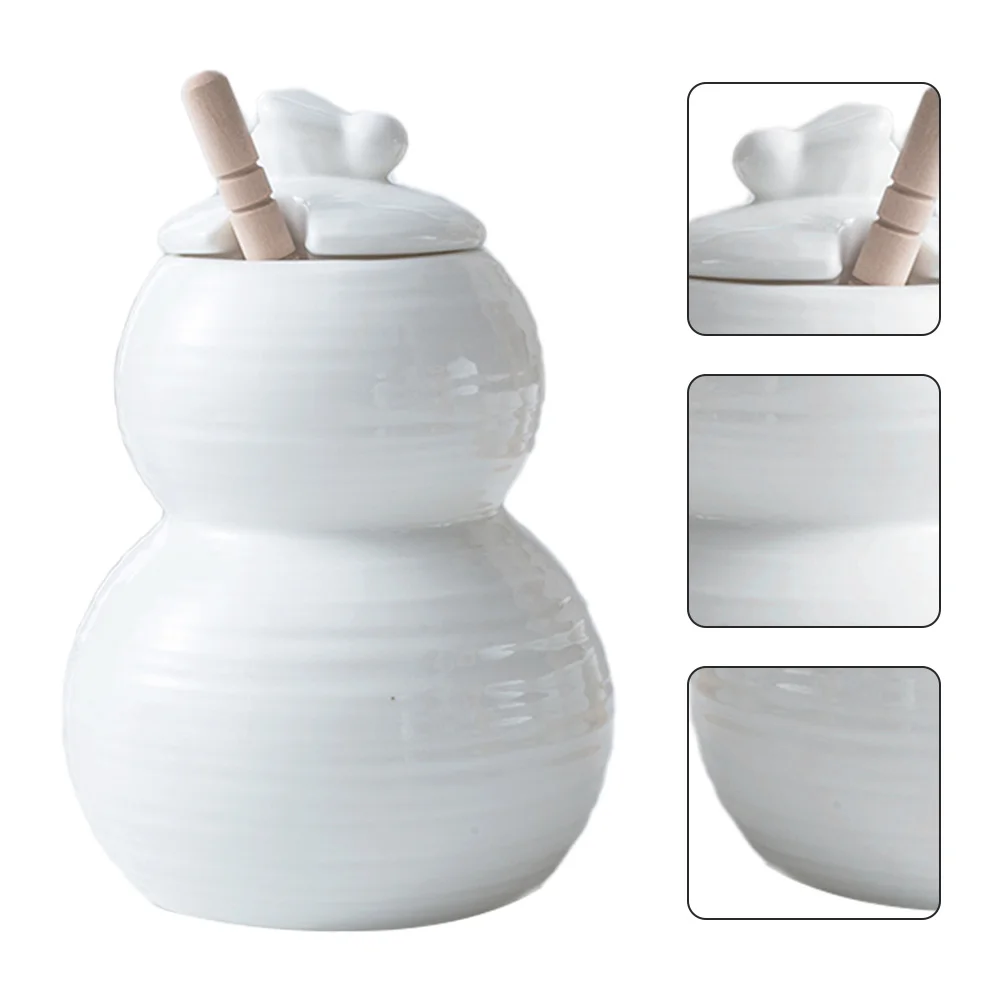 

1 Set Of Storage Pot With Wooden Spoon Multi-Function Kitchen Honey Jar Washable Food Container For Tea Candy Dry Goods Storage
