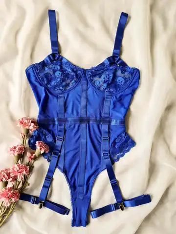 sexxy Lingerie Set Push Up Lace Garter Lingerie Set With Choker Women Intimates Underwire Bra And Thongs Ladies Underwear Set