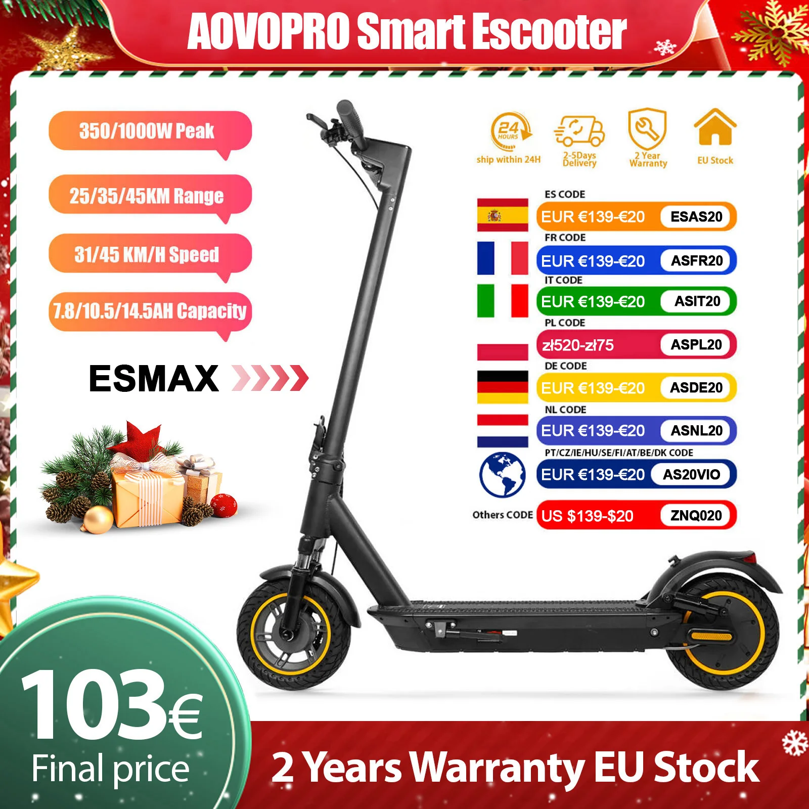 2026 mise à niveau AOVOPRO TX01 Smart APP Scooter électrique 350W/500W moteur puissant 36V25-45KM gamme adultes EScooter avec double frein
