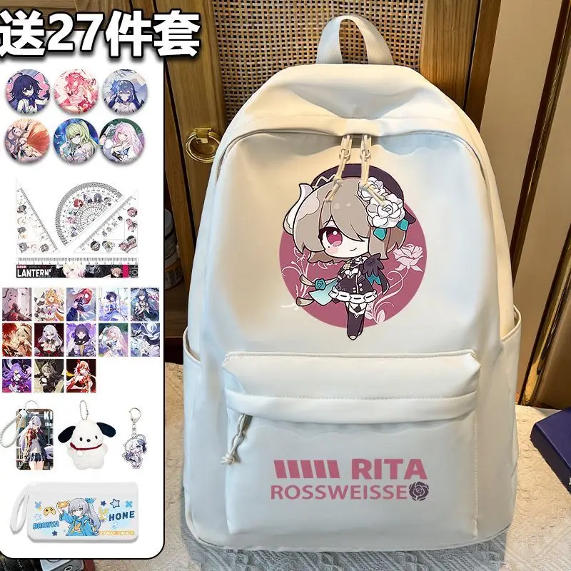 Anime Honkai Impact 3 Blanca Merchandise Elementary Middle School Backpack Large Capacity Fashion Simple Double Shoulder Bag