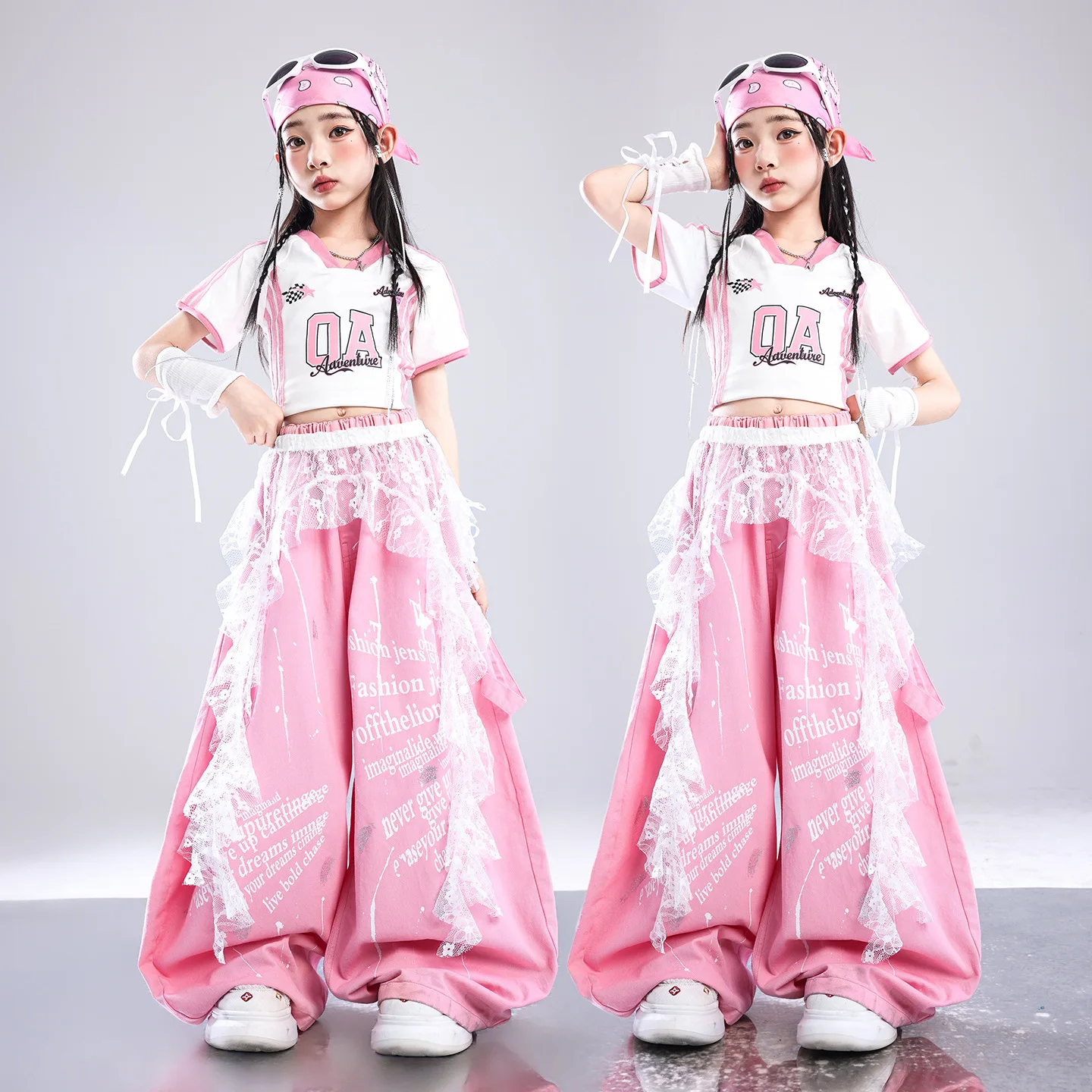 Girls Hip Hop Fashion Crop Top letter Pants Children K-pop Street Dance Costumes Kids Settwear Girl Group Jazz Teen Clothes