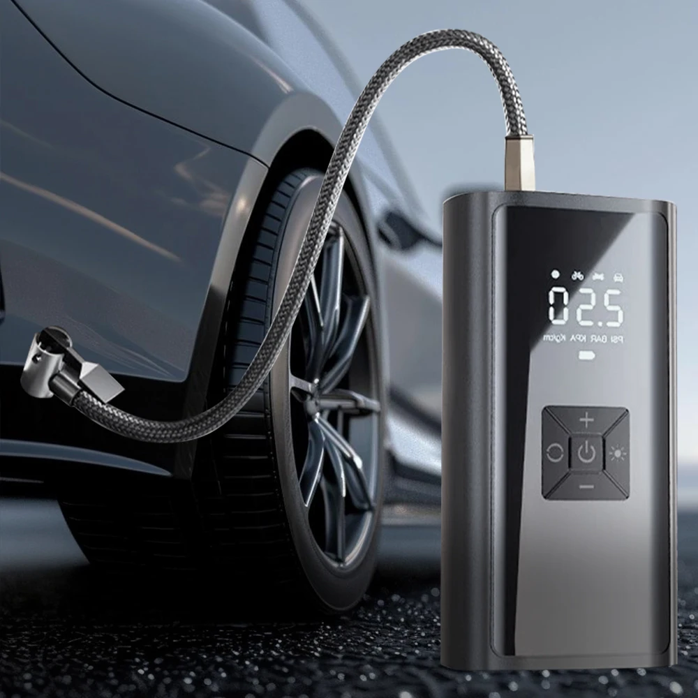 

Портативный компрессорный насос со светодиодной лампой для автомобиля, мотоцикла, велосипедных шариков для шин, беспроводной электрический автомобильный воздушный насос для шин