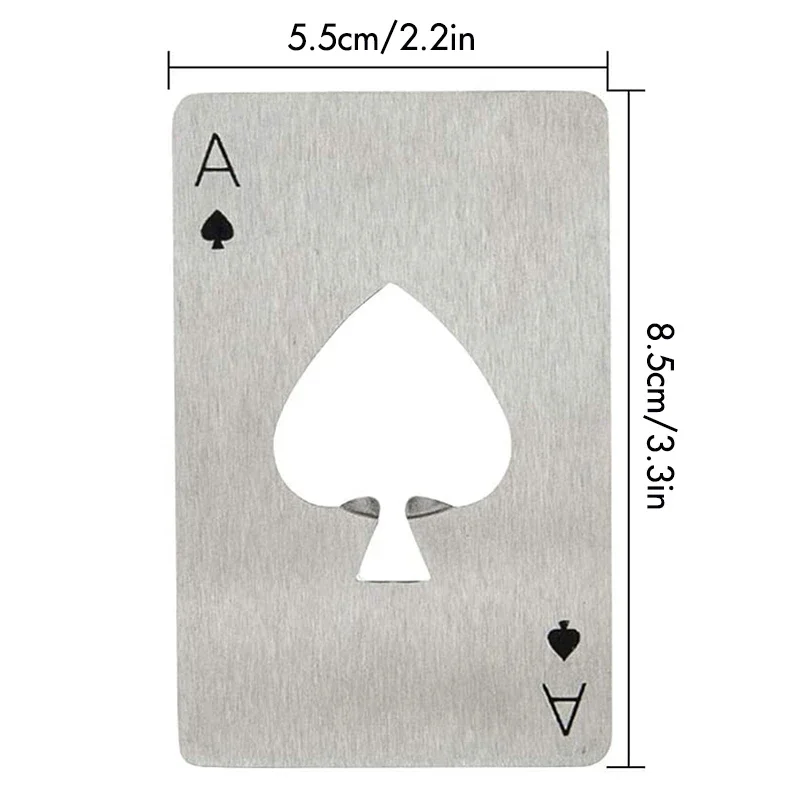 20Pcs Stainless Steel Bottle Opener Credit Card Beer Opener Ace of Spades Poker Shaped Can Opener - Bar Tools