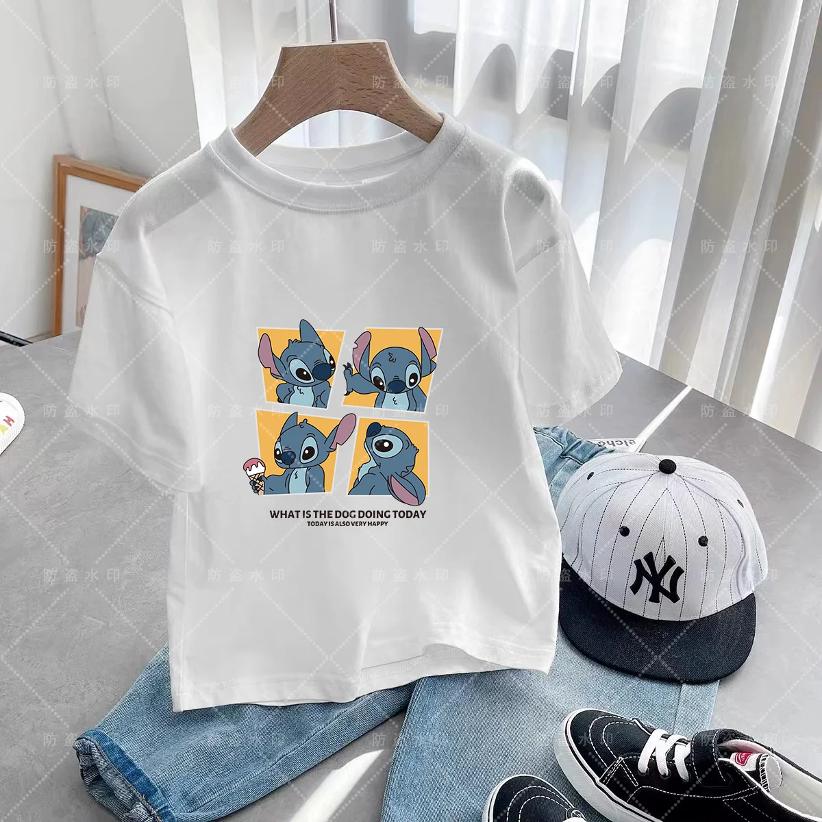 

Cartoons Kawaii Children From 8 to 14 Years Children's Clothing Couple -shir T Shirt Lilo and Stitch Girls Girl Clothes Y2k Tops