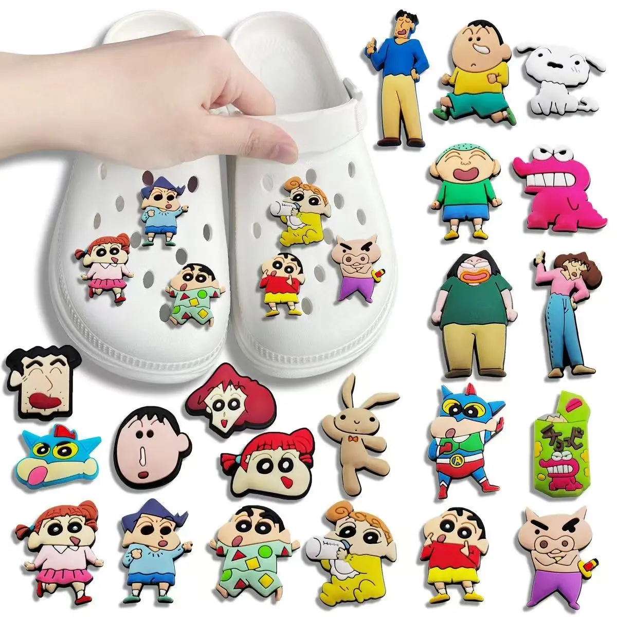 1-21pcs Crayon Collection DIY Shoes Charms for Shoe Decorations Accessories Sandal Decorate Kids Gift