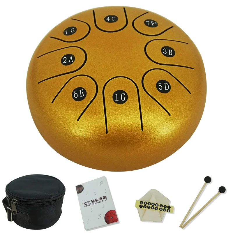 Kit de batería con lengüeta de acero de color, tanque de percusión manual, con pegatinas de notas, palos gratis, bolsa de concierto, SongBook, 8