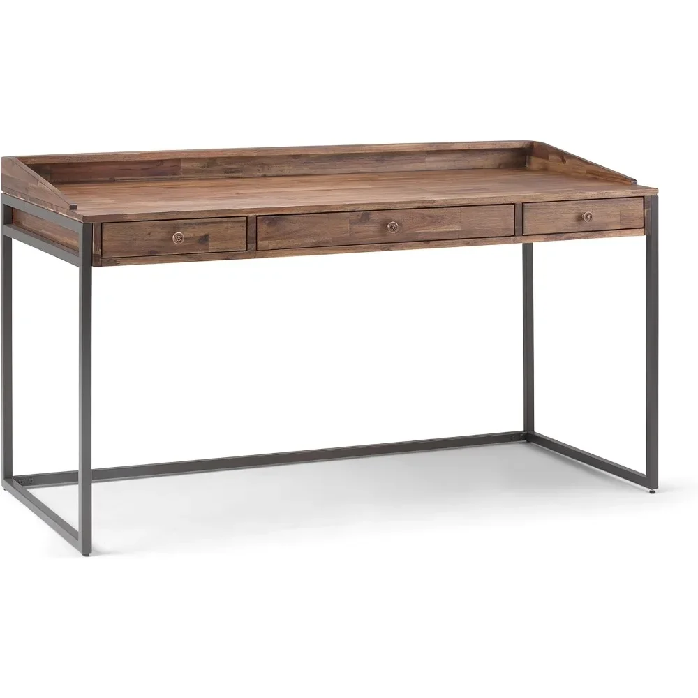 

Ralston SOLID ACACIA WOOD Современный промышленный письменный стол шириной 60 дюймов в деревенском натуральном состаренном коричневом цвете