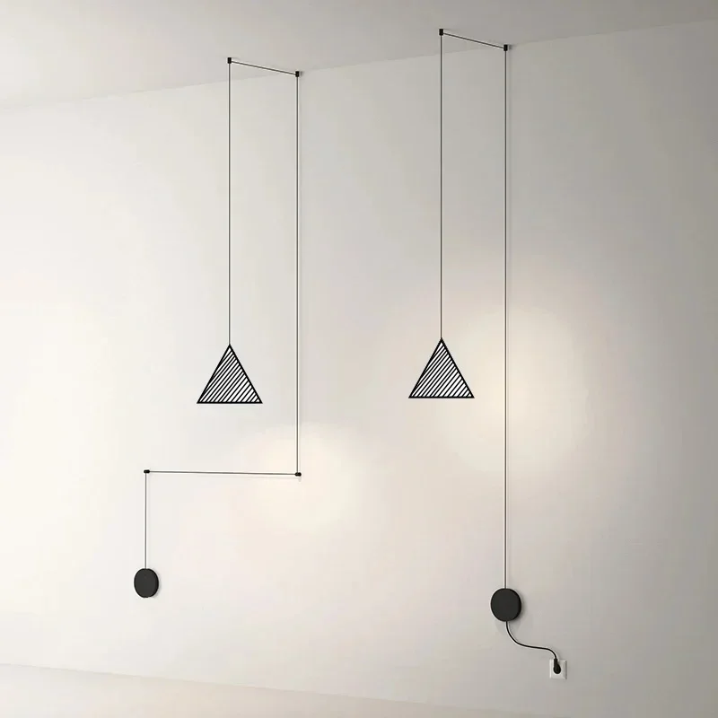 Modern Minimalist Black Conical Chandelier for Indoor Living Room Dining Room Bedroom Bedside Study Home Decoration Pendant Lamp