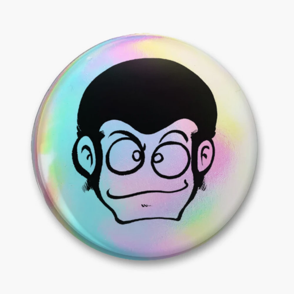 Lupin III Calling Card Logo - 70's Pin Holographic Star Heart Pin Brooches Laminated Button Fashion Accessory