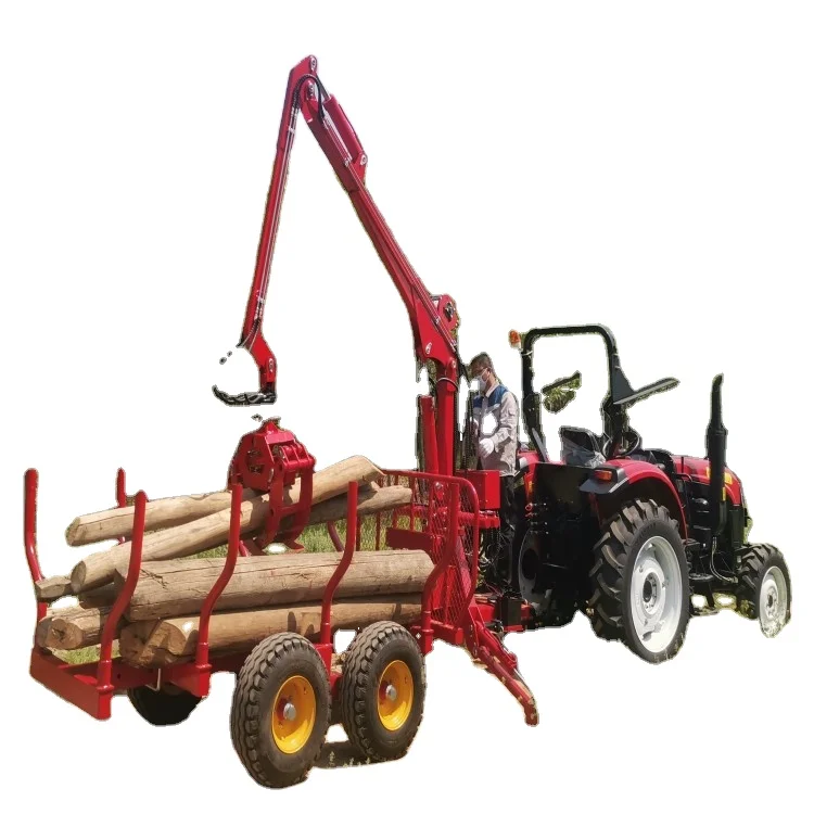 Hydraulic Log Grapple Trailer Hardened Grapple Jaw Anti-Collision Chassis Outdoor Forest Log Farm Transport Trailer
