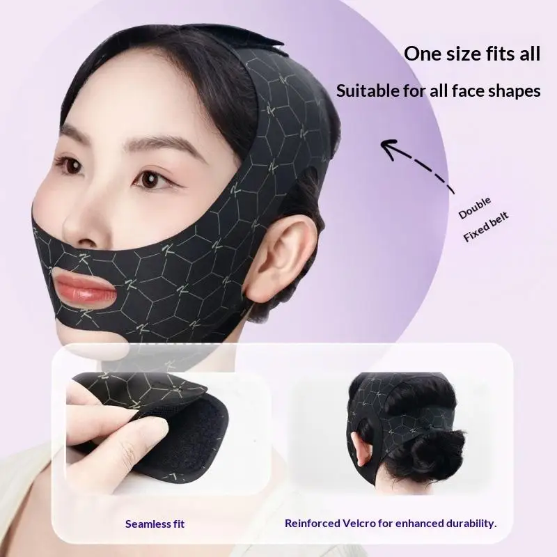 Elastic V Shaped Mask Strap Double Press Face Sculpting Mask Double-Chin Reducer Face Slimming Bandage Face Lift Devices - view 2