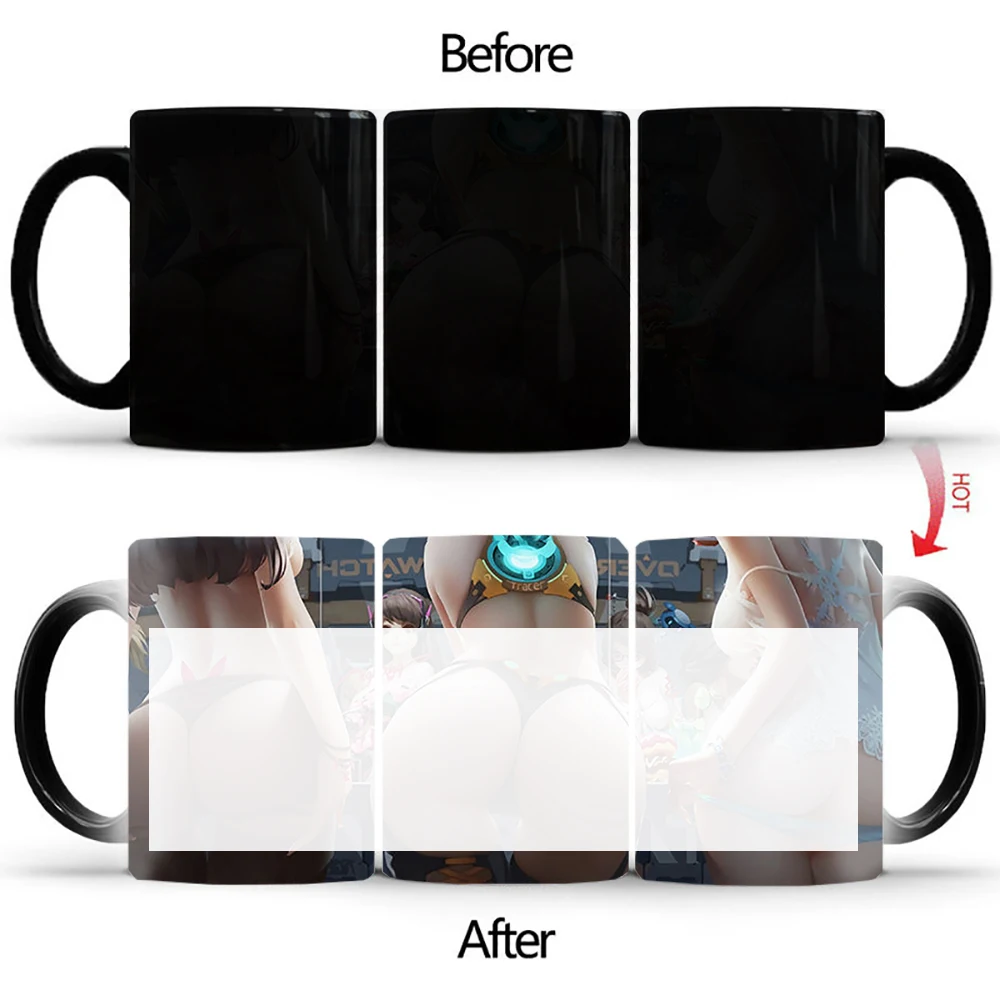 

Керамическая кружка для кофе, новейший дизайн, 3 больших попки, для девочек, BSKT-149, меняющая цвет