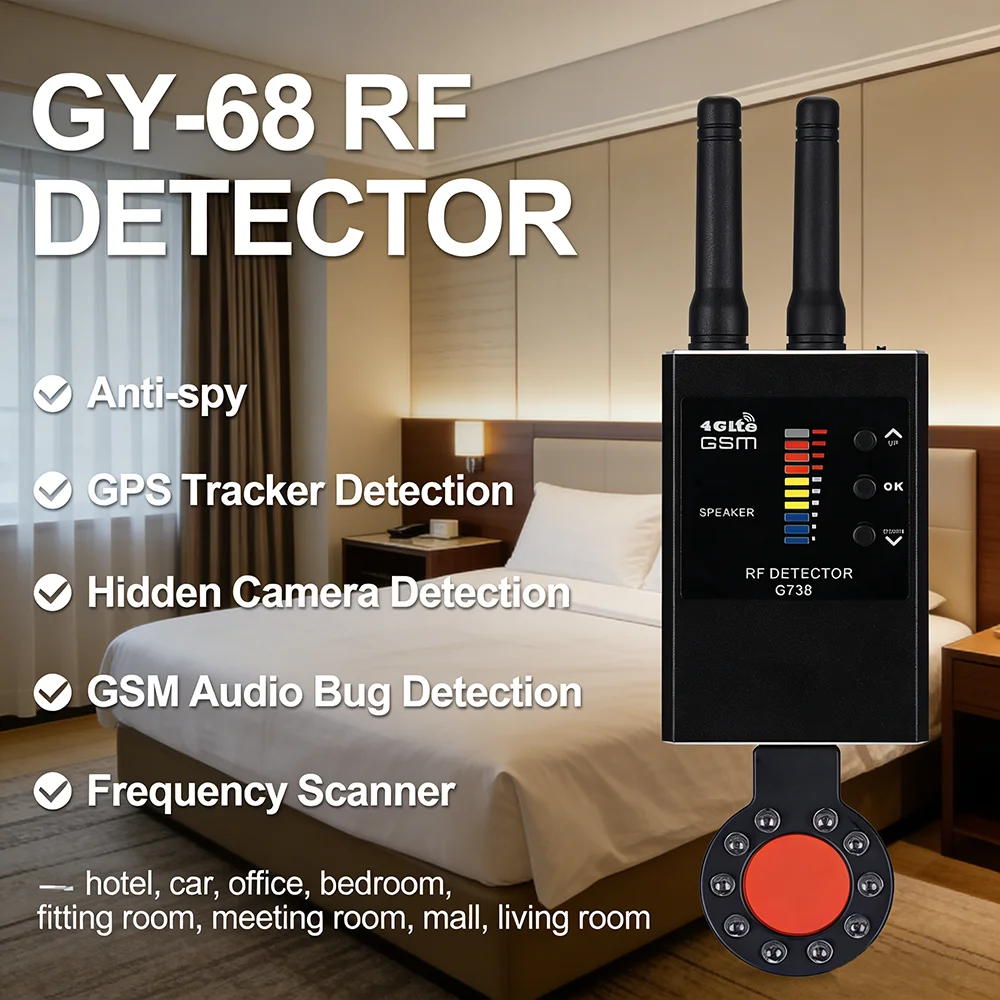 

Автоматический детектор беспроводных RF-сигналов, GPS-трекеров, скрытых камер, сканер частот, обнаружитель GSM-жучков и аудиопрослушек