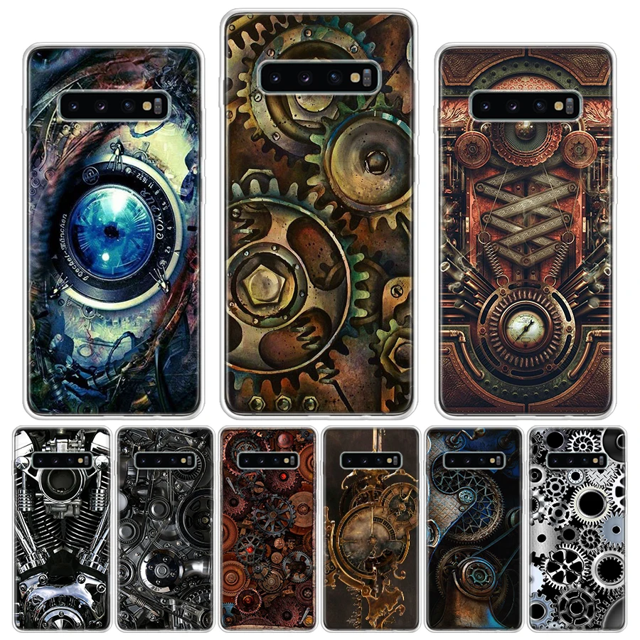 Steampunk Gear Mechanical Silicon Call Phone Case For Samsung Galaxy S23 S24 Ultra S21 S20 FE S22 S10 Plus S10E S9 S8 + Cover