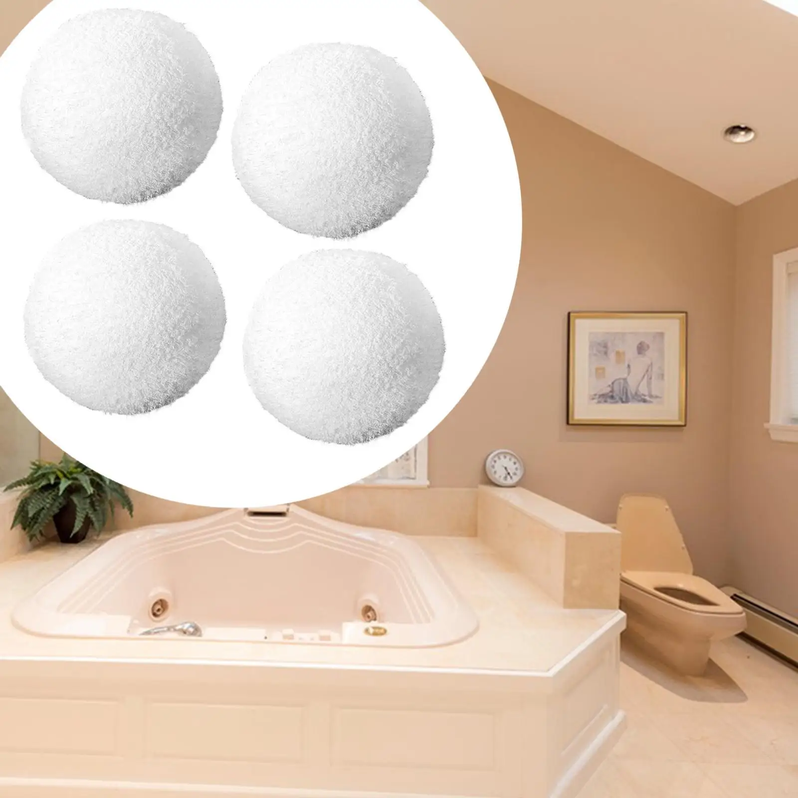 4 Pieces SPA Scum Eliminating Balls for Bathtubs Swimming Pool Bath Center