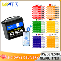 Wattcycle 12V 100Ah LiFePO4 Lithium Battery Group 24 15000+ Cycles With Bluetooth 100A Smart BMS Grade A+ For Boat RV Campers