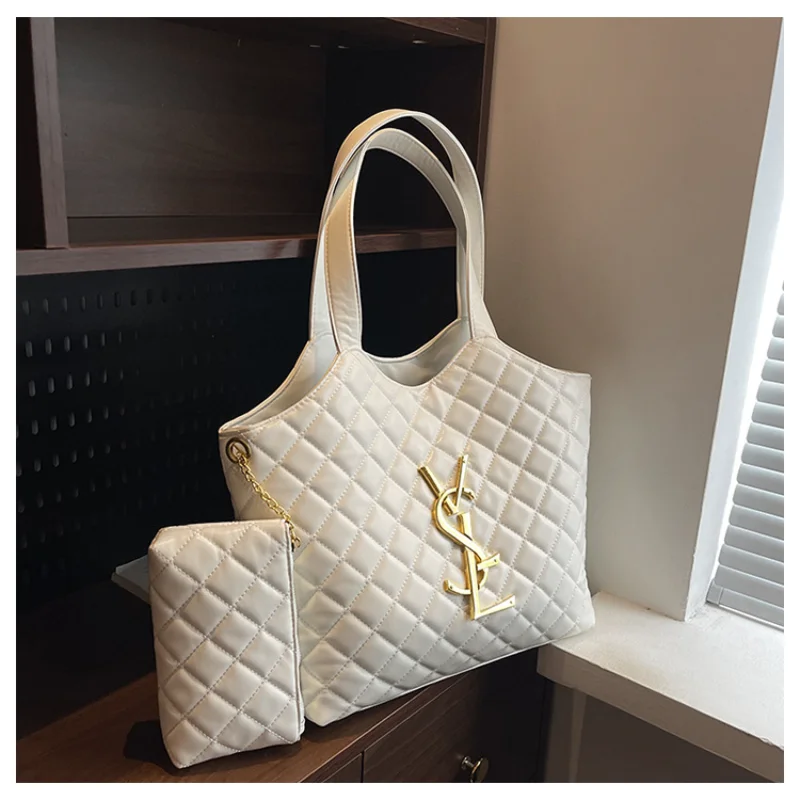 2025 Quilted Tote Bag for Women Spacious Adjustable Crossbody Strap Shoulder Purse with Top Handle Work to Weekend Bag