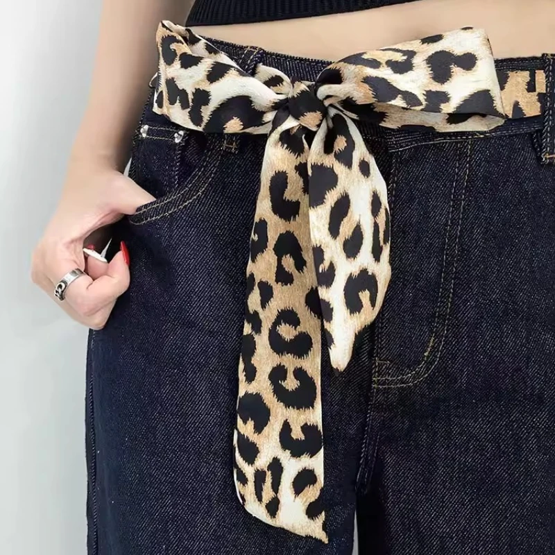 Hot Sale Leopard Print Long Slim Scarf American Retro Neck Scarf Y2K Versatile Bag Waist Deco Sexy Women Chic Accessories Gifts