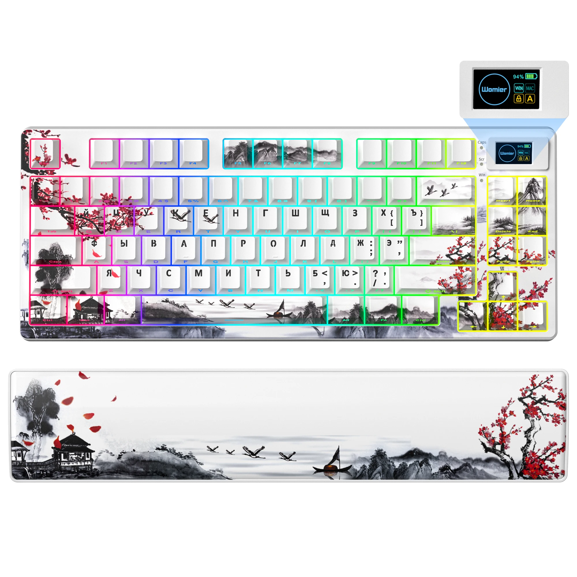 

SK80 Pro Russian Plum Blossom TKL Wireless Keyboard Tri-Mode Hot-Swap Mechanical Keyboard RGB OLED Display Knob Gamer Keyboard