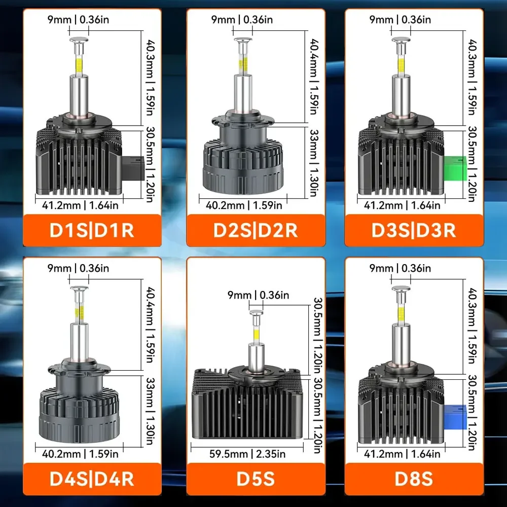360° LED Headlight Bulbs Car Headlamp Conversion High‑Low Beam Auto Head Light Plug Play for Vehicle Replacement 880000LM 8800W