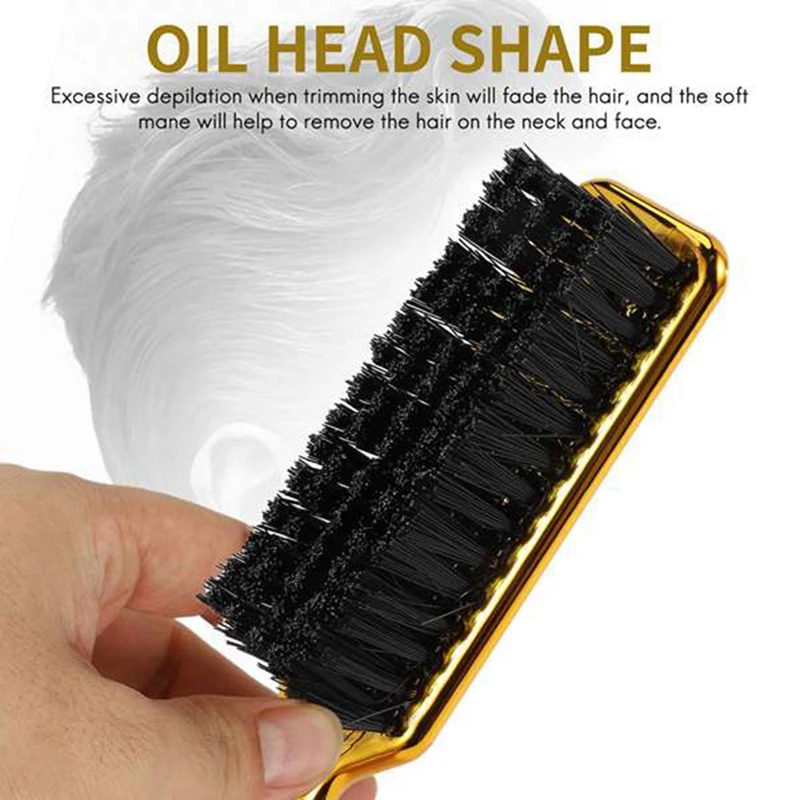 Fade Brush Barber Shop Skin Fade Vintage Oil Head Shape Carving Cleaning Brush Gold 4PCS