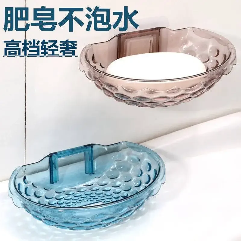 1pc Acrylic Soap Holder No Drilling Soap Dishes Sponge Container Sink Crystal Kitchen Storage Rack Shower Bathroom Accessories