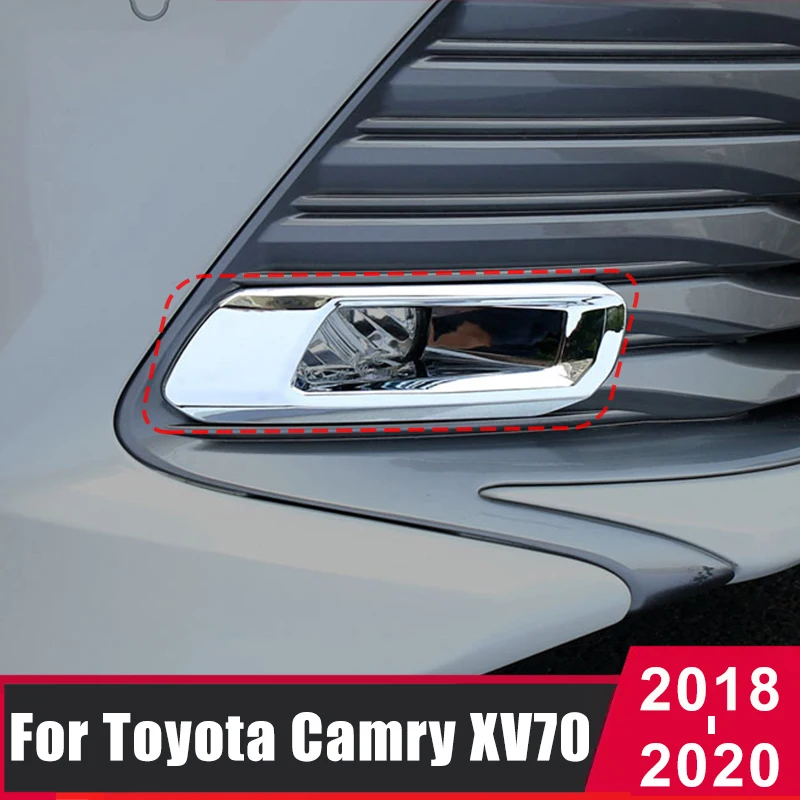 For Toyota Camry XV70 LE XLE 2018 2019 2020 ABS Car Front Bumper Fog Light Cover Trims FogLight Lamp Molding Garnish Accessories