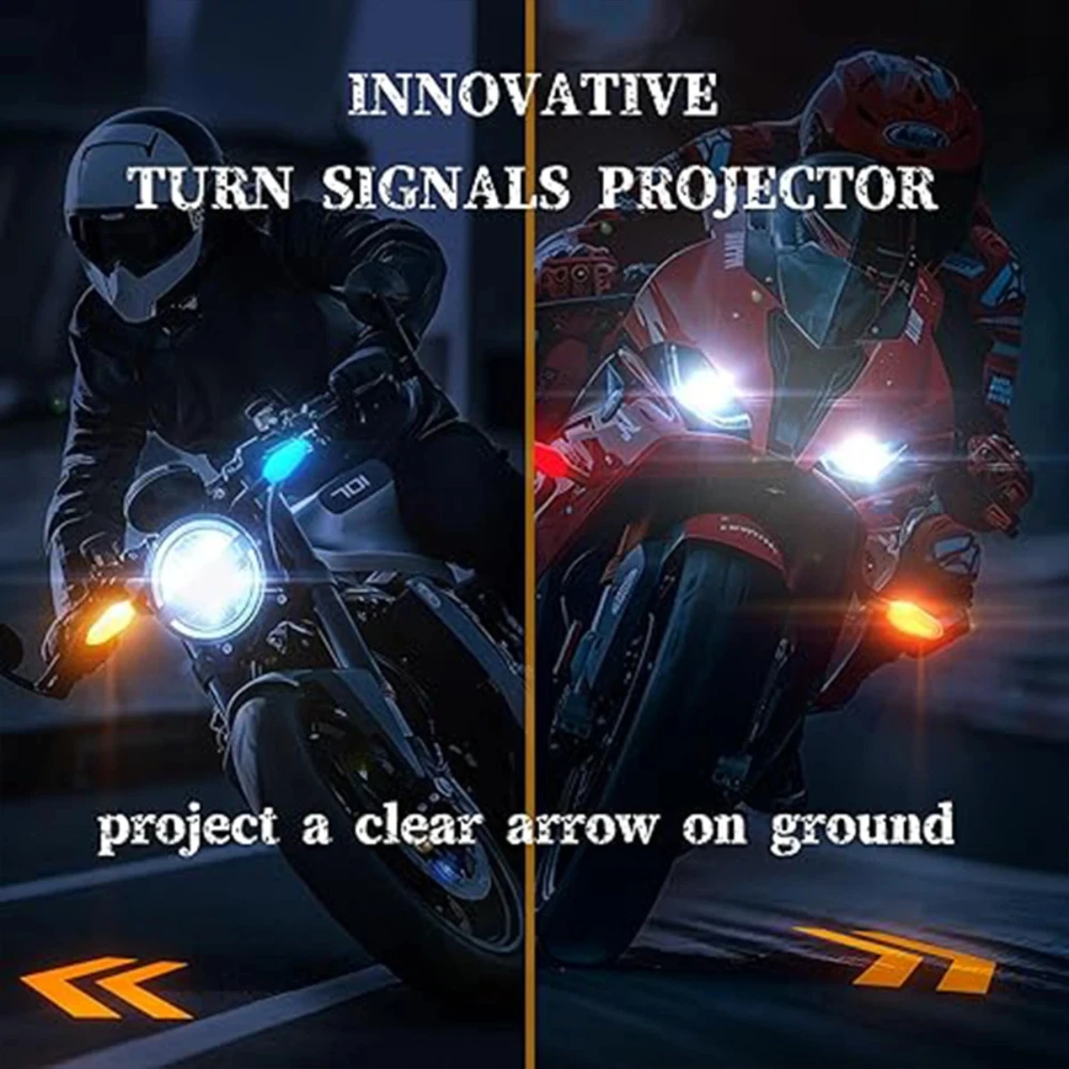 Universal Motorcycle LED Turn Signal Lamp 27 Modes Color Projection Lamp Environment Turn Signal Light Highlight Warning Light