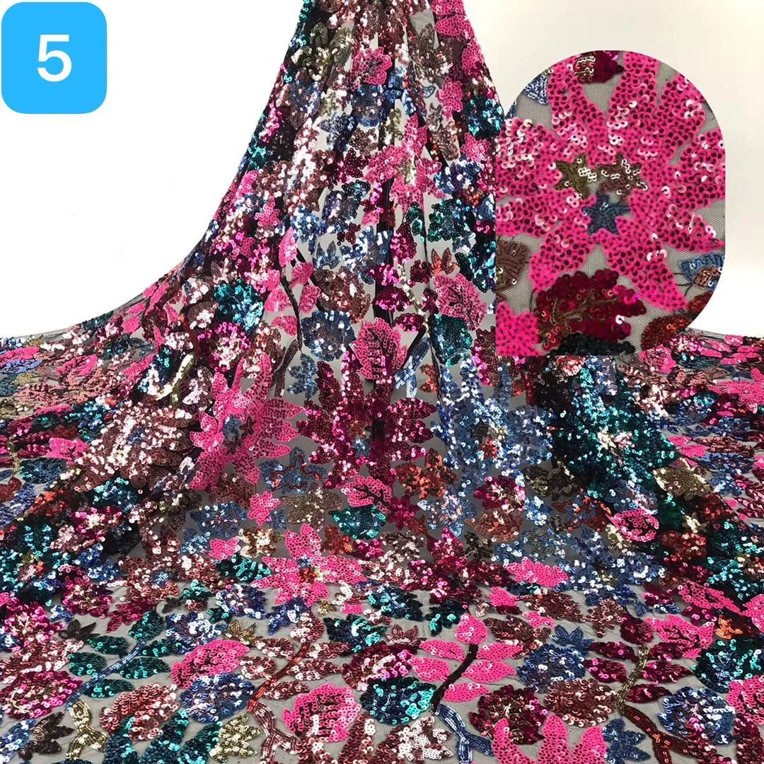 

Европейский стиль, многоцветная сетка с цветочной вышивкой и блестками, ткань ручной работы «сделай сам», внешняя торговля, дизайнерская ткань