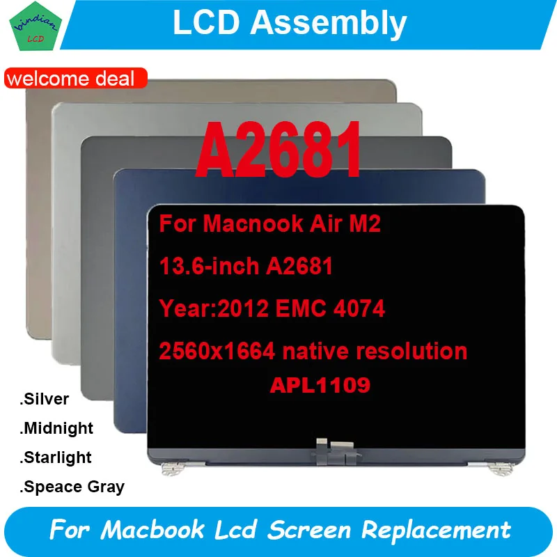 Imagem -02 - Display Lcd Portátil para Macbook Reparo de Tela Novo 13 Polegadas 15 Polegadas m2 m3 A2681 A2941 A2337 A1932 A2179 A3114