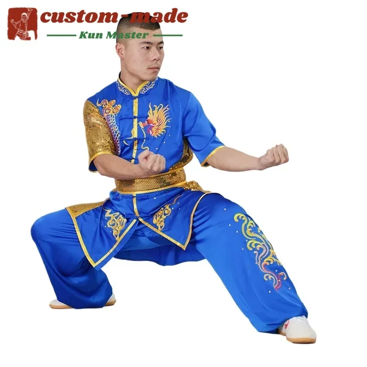 

Униформа для боевых искусств на заказ, костюм кунг-фу с вышивкой дракона, длинный кулак южного кулака, усиленный для соревнований по форм кунг-фу