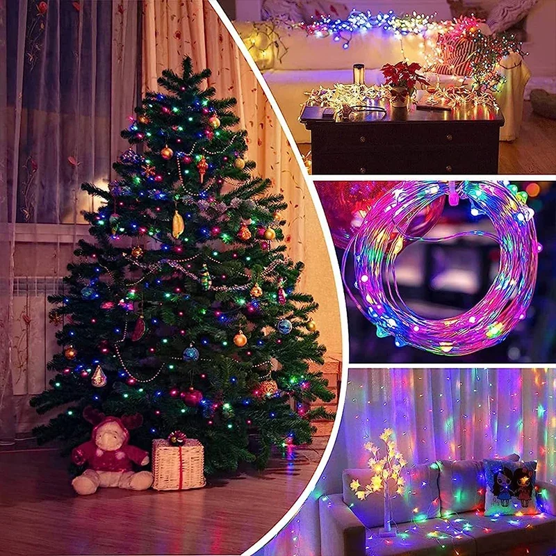 20M TUYA magiczne łańcuchy świetlne Led muzyka Sync 200LED WS2812B sznur lampek na miedzianym przewodzie RGBIC kolor zmieniający Segment światła